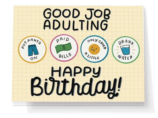 Adulting Badges Card - Punkpost Card